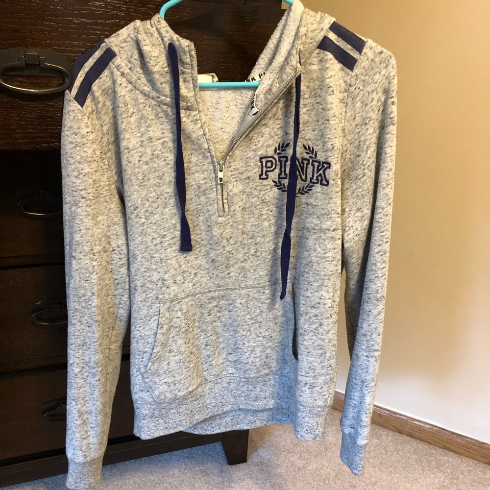 Grey hooded quarter zip